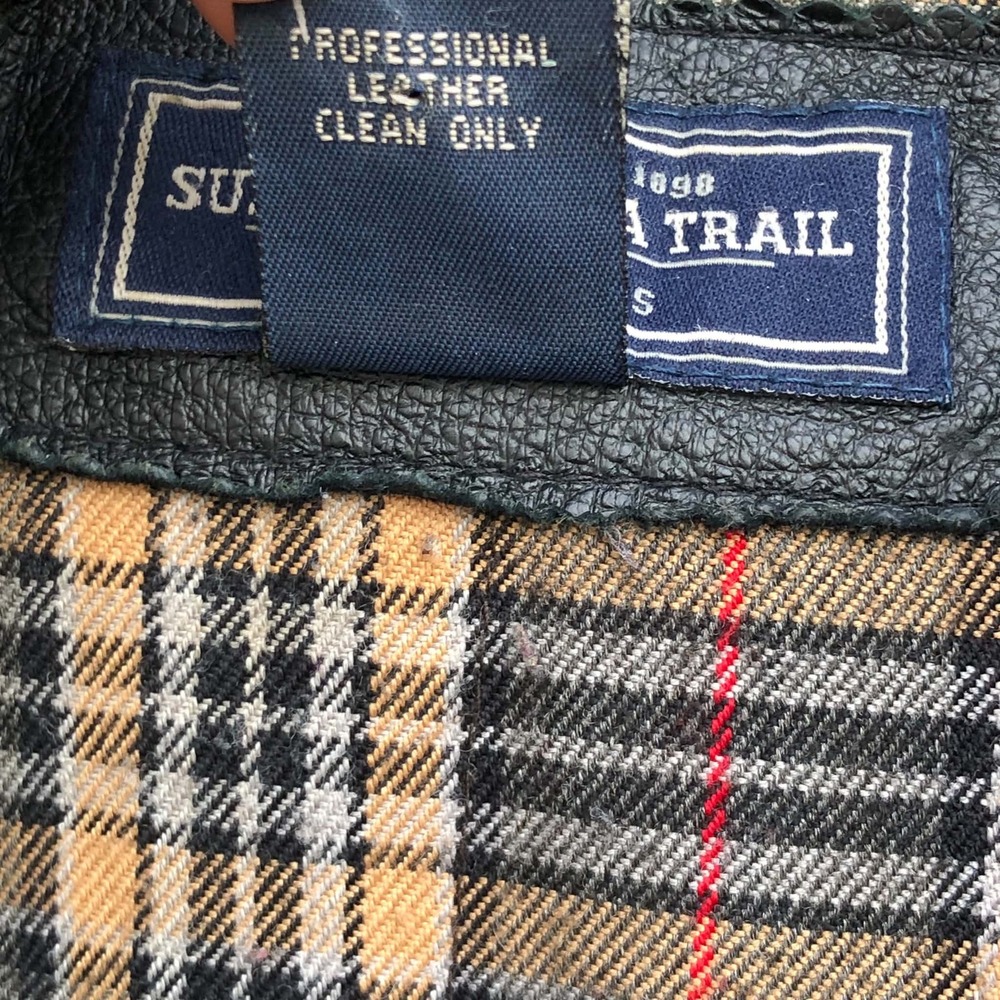 Susquehanna Trail Leather Jacket Mens XXL Black Tartan Plaid Lined Bomber Grunge - Picture 13 of 14